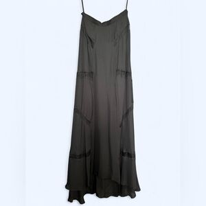 Artelier Nicole Miller charcoal grey 100% silk maxi skirt size 4